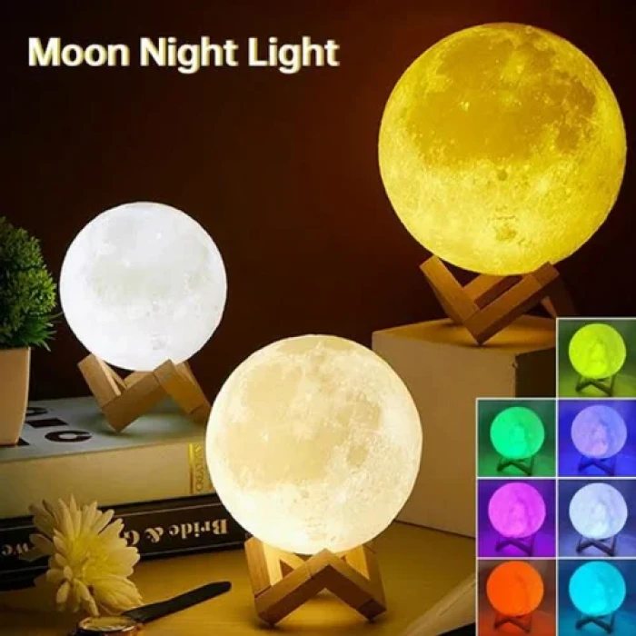 3D Moon Lamp Night Light (Rechargeable & Touch/Remote Control)