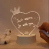 3D Heart Shape Note Board Lamp (with Pen)