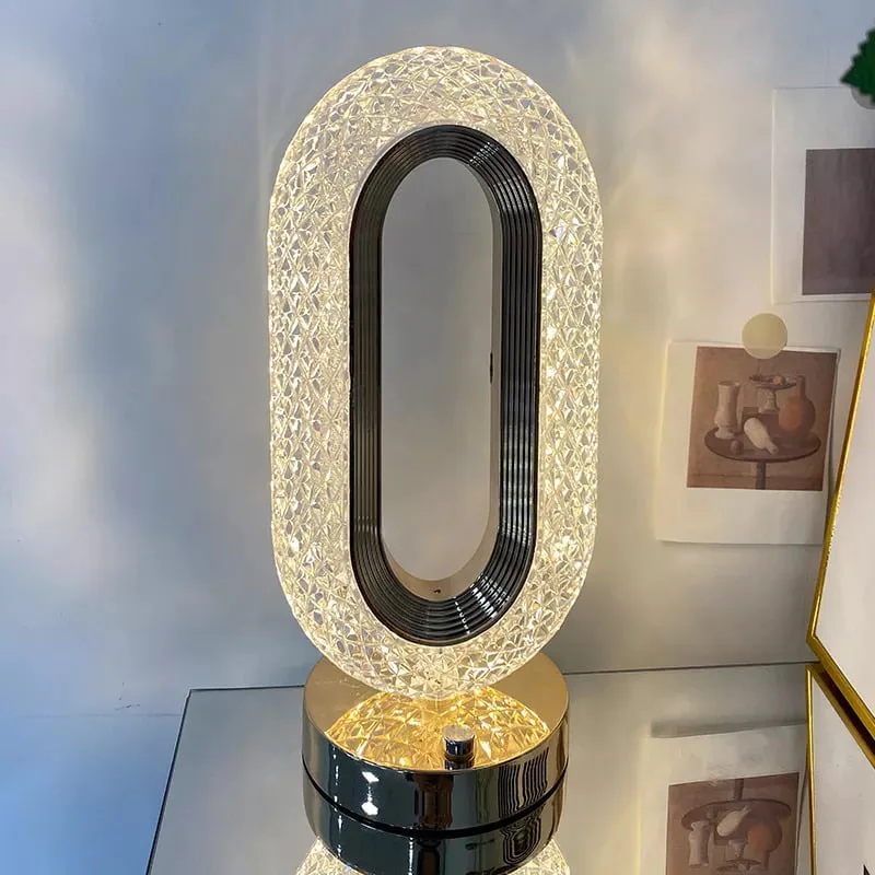 Oval Shape Rechargeable Crystal Night Touch Lamp (Both AC/DC)