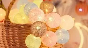 Cotton Multicolor Ball Fairy Lights